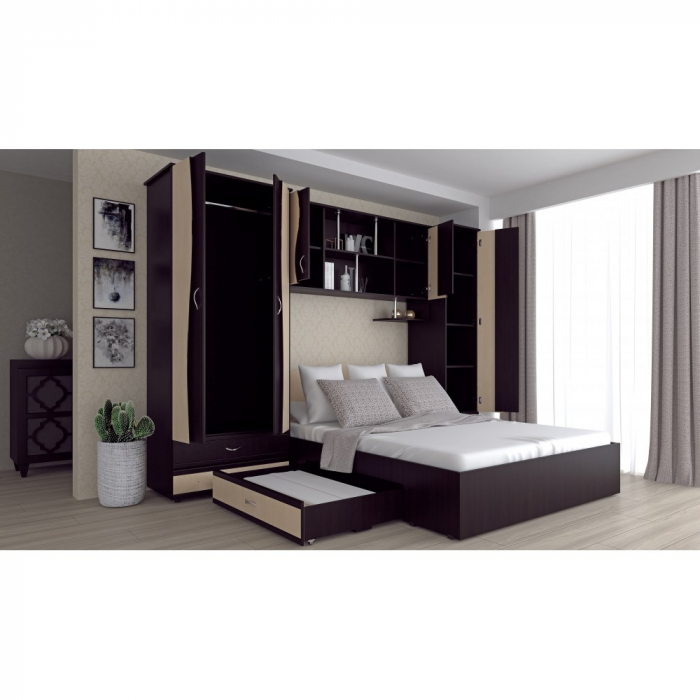Dormitor Tineret cu D2 WENGE+MESTEACAN [2]
