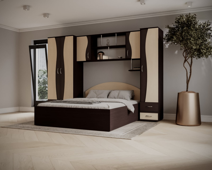 Dormitor Tineret cu D2 WENGE+MESTEACAN [2]