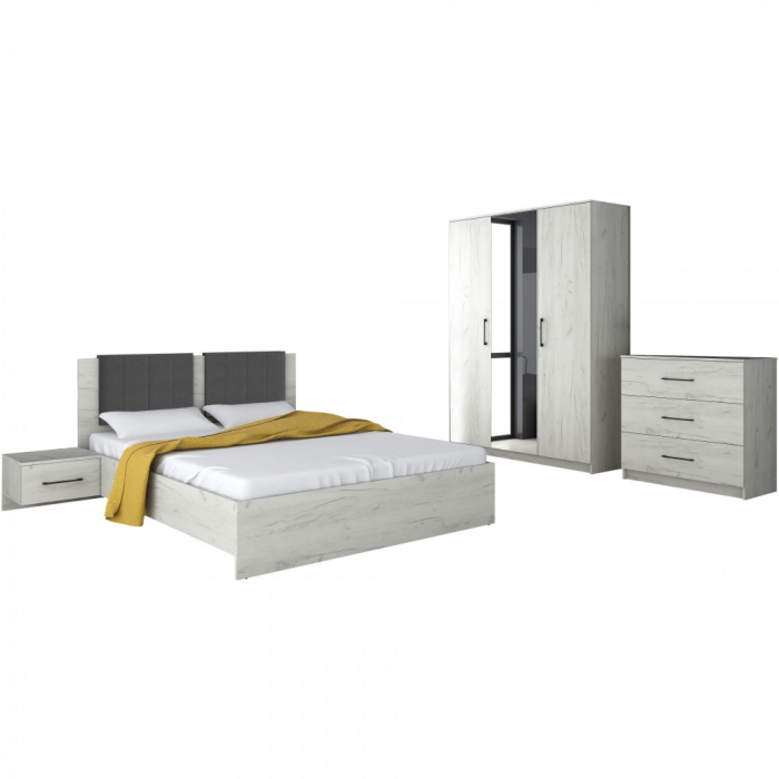 Dormitor Vera ro, 164x56x205 cm, stejar/ alb k001 [2]