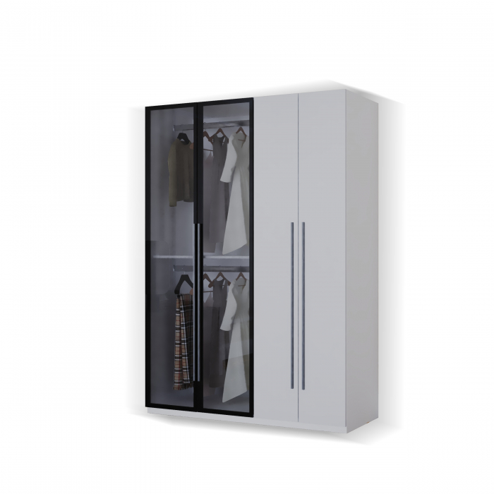 DRESSING MONTREAL MDF CULOARE ALB+GRI 140x200x55 [6]