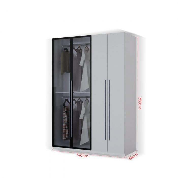 DRESSING MONTREAL MDF CULOARE ALB+GRI 140x200x55 [7]