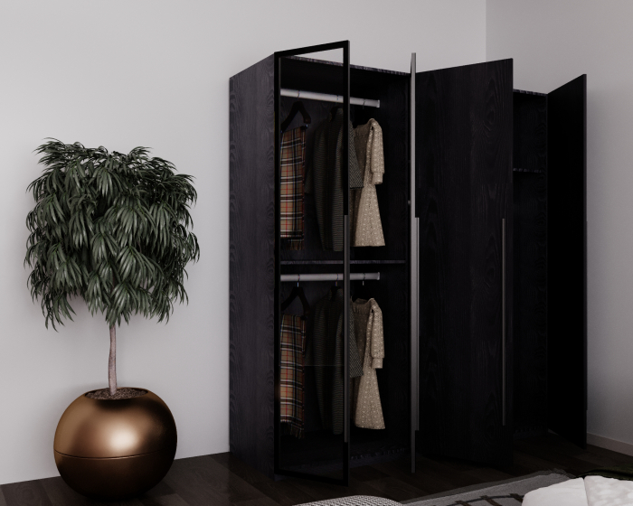 Dressing modern SAN REMO NEGRU  cu iluminare LED – 180x200x60 cm, MDF 18 mm [4]