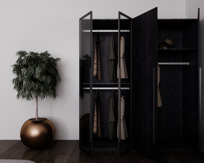 Dressing modern SAN REMO NEGRU  cu iluminare LED – 180x200x60 cm, MDF 18 mm [3]