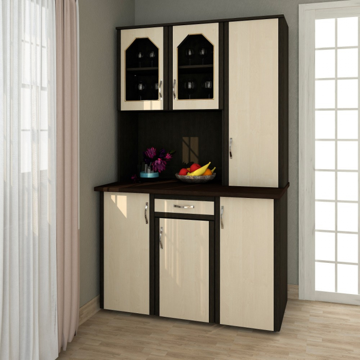 Dulap 120 pal, 121x33/60x197cm wenge+mesteacan [1]