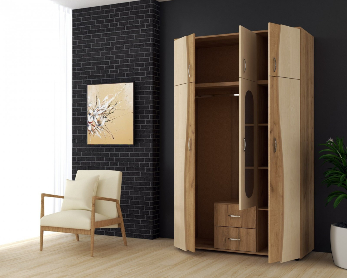 Dulap 3U S, 120x50x198 cm, K003+Mesteacan [2]