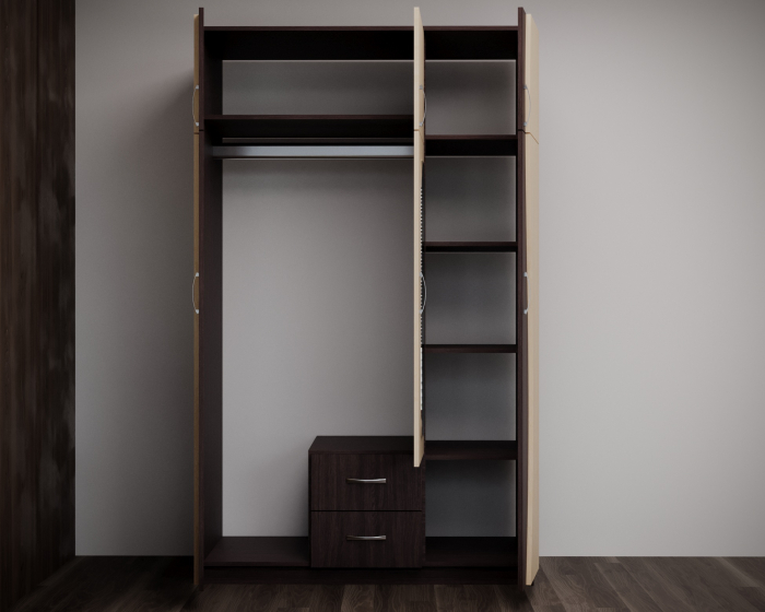 Dulap 3U "S" FS, 120x50x198 cm, wenge+mesteacan [4]