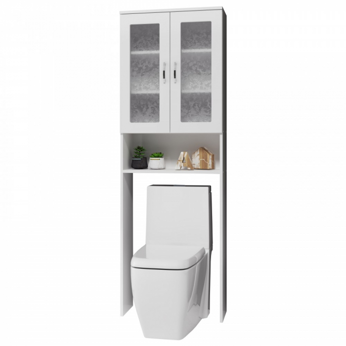Dulap baie 2u, 60x22x190cm, Alb [4]