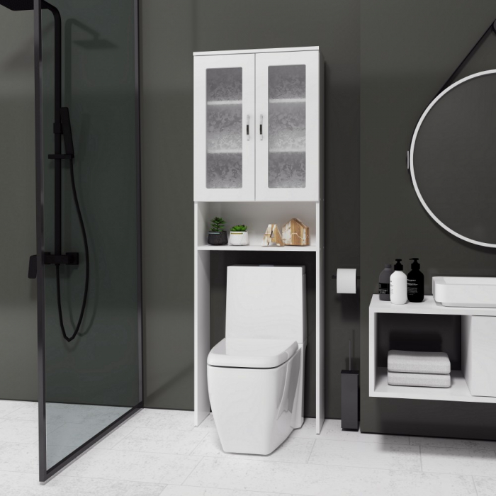 Dulap baie 2u, 60x22x190cm, Alb [2]