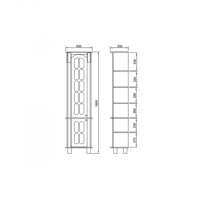 Dulap baie Versailles, 50x190x33cm, Aur [2]
