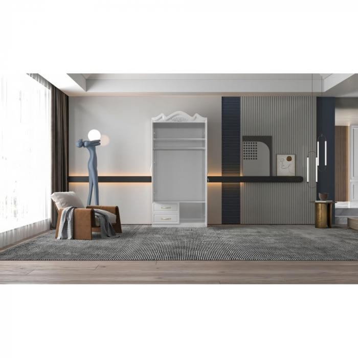 Dulap ZQW-032 MDF - 2U/2S, 100x50x200cm, alb [3]