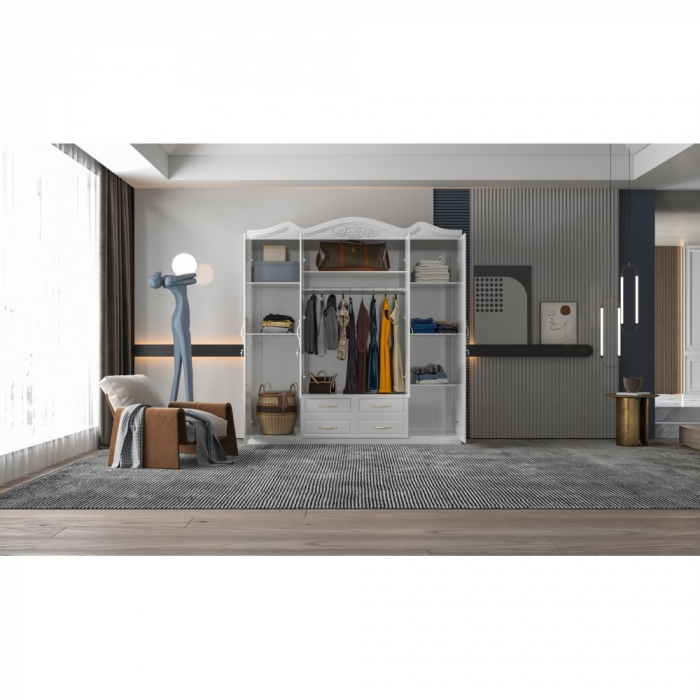 Dulap ZQW-034 MDF - 4U/4S, 200x50x200cm, alb [2]