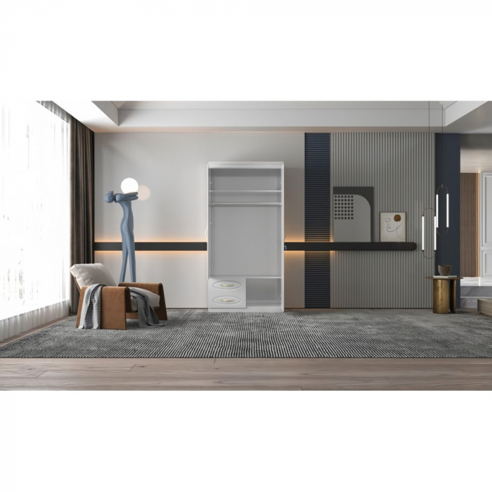 Dulap ZQW-036 MDF - 2U/2S, 100x50x200cm, alb [3]