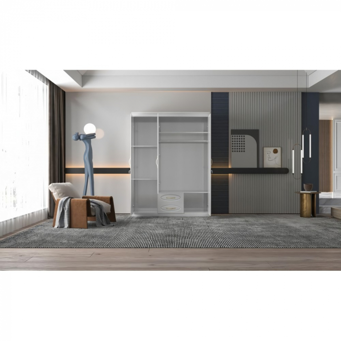 Dulap ZQW-037 MDF - 3U+2S, 150x50x200cm, alb [3]