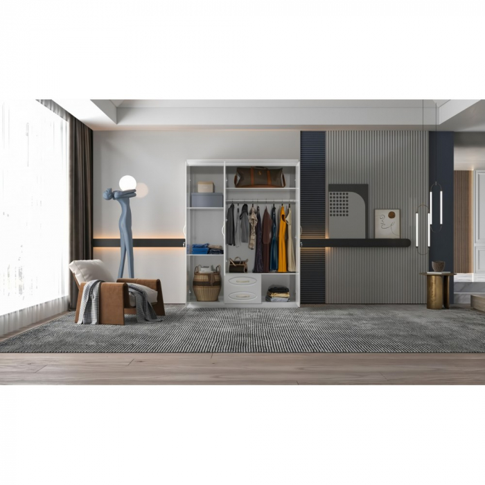 Dulap ZQW-037 MDF - 3U+2S, 150x50x200cm, alb [2]