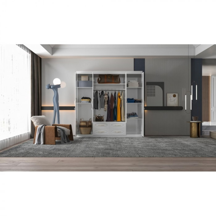 Dulap ZQW-038 MDF - 4U/4S, 200x50x200cm, alb [2]