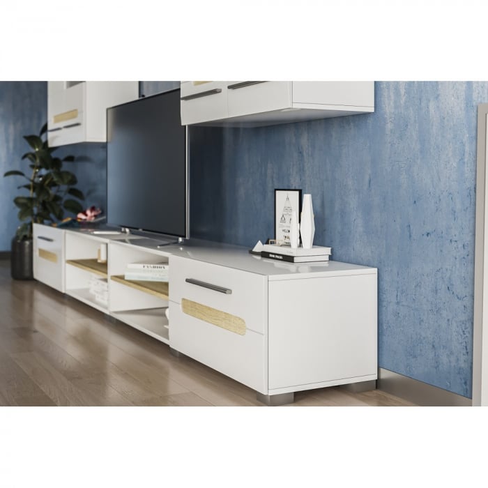 Living Bianca 280X44X200cm alb+stejar sonoma [2]