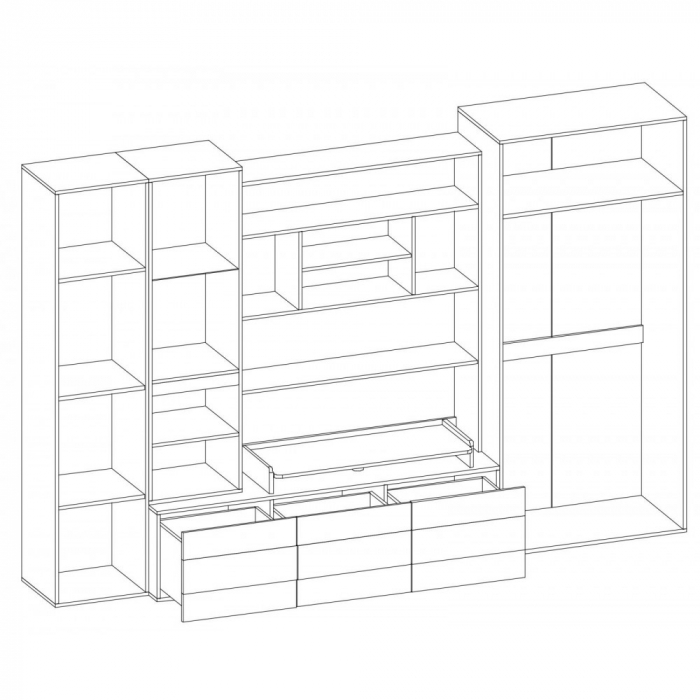 LIVING GLAMUR WENGE+NUC 300x57x198CM [2]