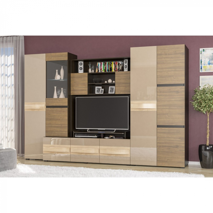 LIVING GLAMUR WENGE+NUC 300x57x198CM [1]