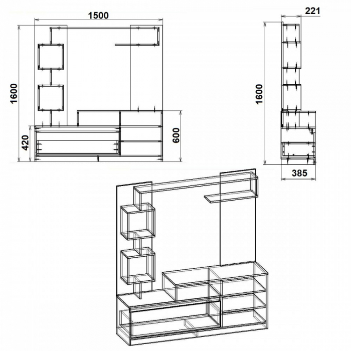 Living Milana 150x38x160cm sonoma+alb [2]