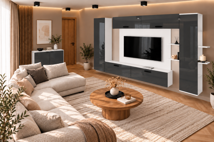 Living MP1 Alb atlas + Acril cappuccino, antracit Alb+Acril Antracit [5]