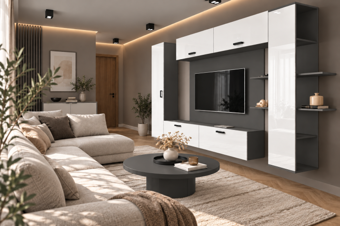 Living MP1 Antracit + Acril alb, cappuccino Antracit+Alb [4]