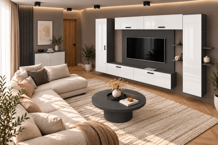 Living MP1 Antracit + Acril alb, cappuccino Antracit+Alb [5]