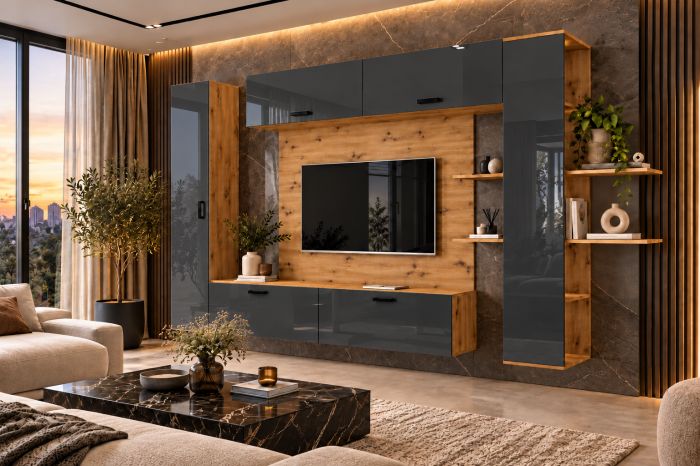 Living MP1 Artisan + Acril negru, alb, cappuccino, antracit ARTISAN+ANTRACIT [3]