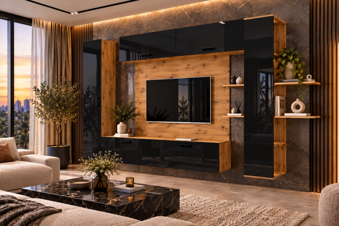 Living MP1 Artisan + Acril negru, alb, cappuccino, antracit ARTISAN+NEGRU [2]