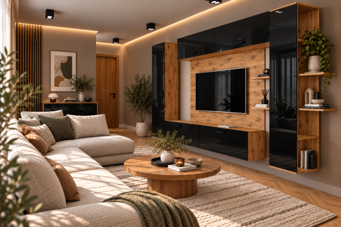 Living MP1 Artisan + Acril negru, alb, cappuccino, antracit ARTISAN+NEGRU [5]