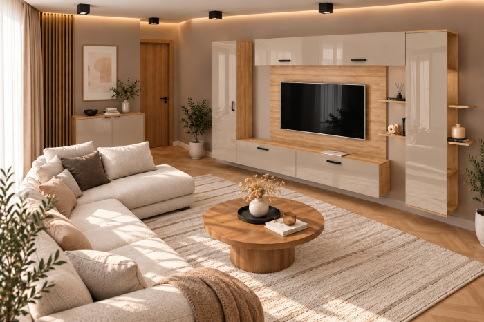 Living MP1 Sonoma + Acril alb, cappuccino, antracit, rosu, negru Sonoma+Cappuccino [4]