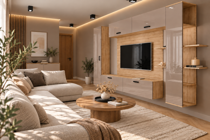 Living MP1 Sonoma + Acril alb, cappuccino, antracit, rosu, negru Sonoma+Cappuccino [3]