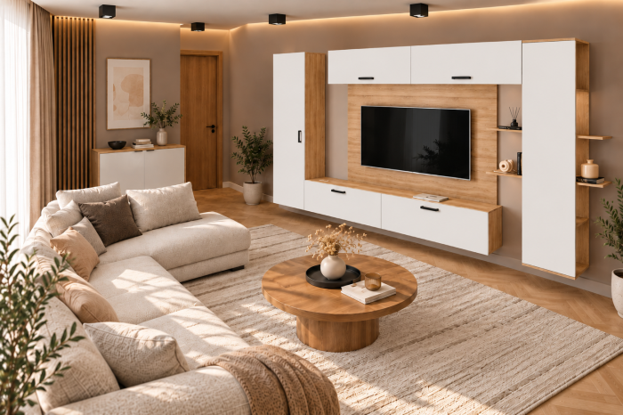 Living MP1 Sonoma + Pal alb, antracit, gri ciment Sonoma+Alb [4]