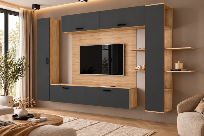 Living MP1 Sonoma + Pal alb, antracit, gri ciment Sonoma+Antracit [3]
