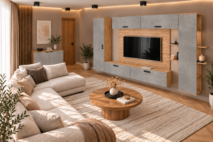 Living MP1 Sonoma + Pal alb, antracit, gri ciment Sonoma+Gri ciment [5]