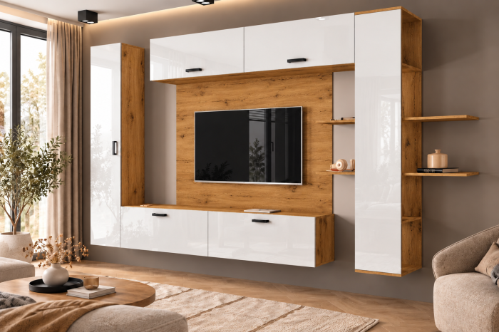Living MP1 Stejar K003 + Acril alb, negru, antracit K003+ALB [3]