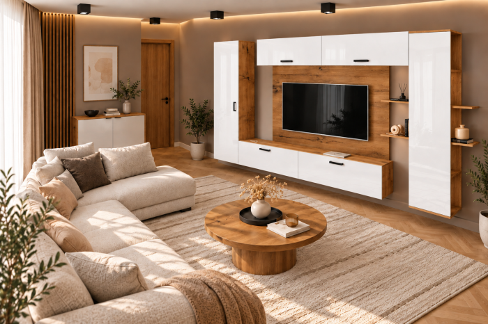 Living MP1 Stejar K003 + Acril alb, negru, antracit K003+ALB [5]