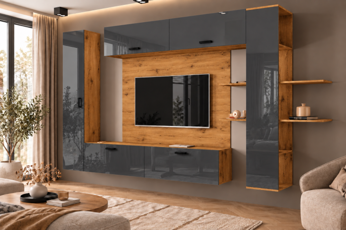 Living MP1 Stejar K003 + Acril alb, negru, antracit K003+ANTRACIT [3]