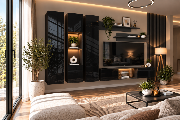 Living MP3 Antracit + Acril cappuccino, alb, negru Antracit+Negru [4]