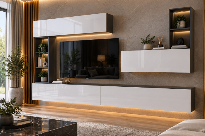 Living MP4 Antracit + Acril alb, Cappuccino, Negru Antracit+Alb [5]