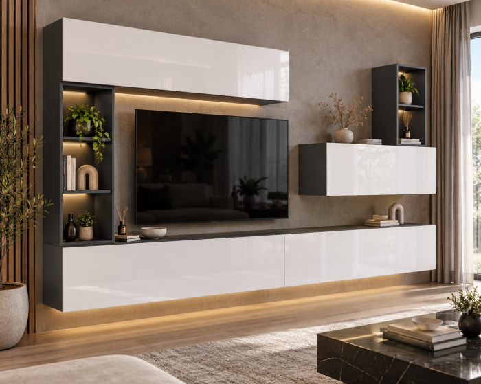 Living MP4 Antracit + Acril alb, Cappuccino, Negru Antracit+Alb [4]