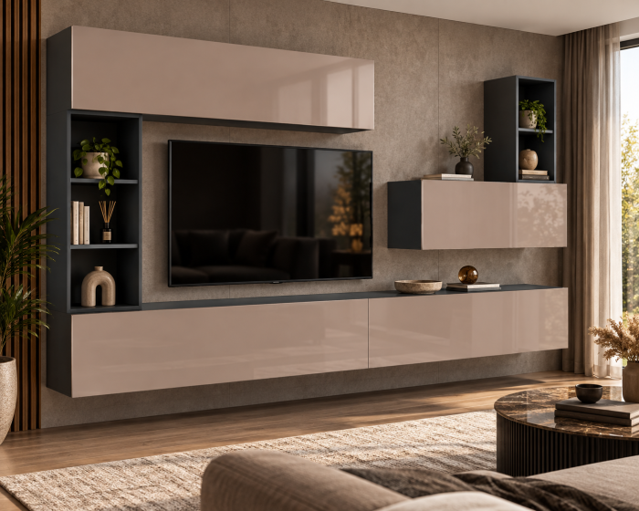 Living MP4 Antracit + Acril alb, Cappuccino, Negru Antracit+Cappuccino [6]