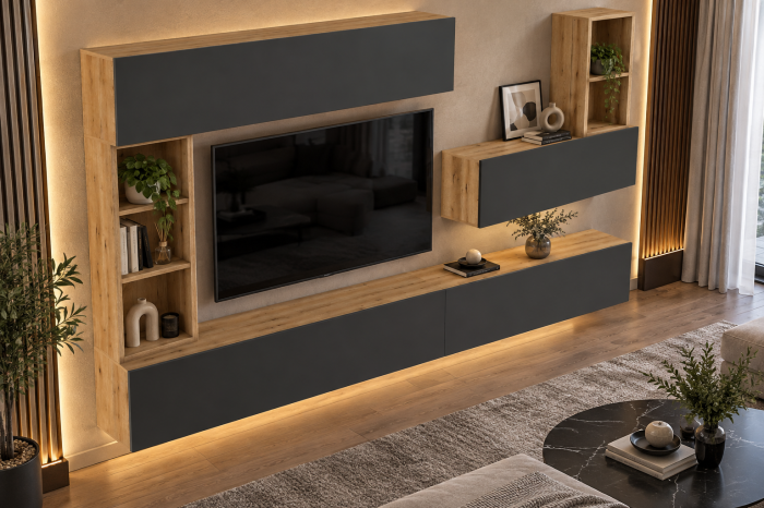 Living MP4 Artisan + Antracit, Kasmir, Alb mat ARTISAN+ANTRACIT [6]