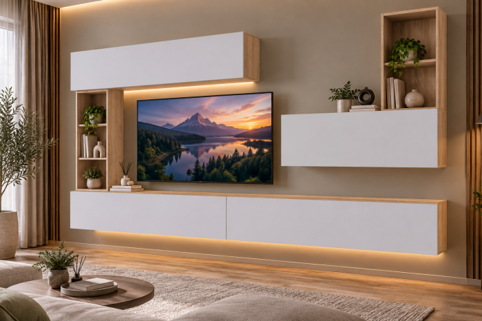 Living MP4 Stejar Sonoma + Gri ciment, Antracit, Alb mat K003+ALB [6]