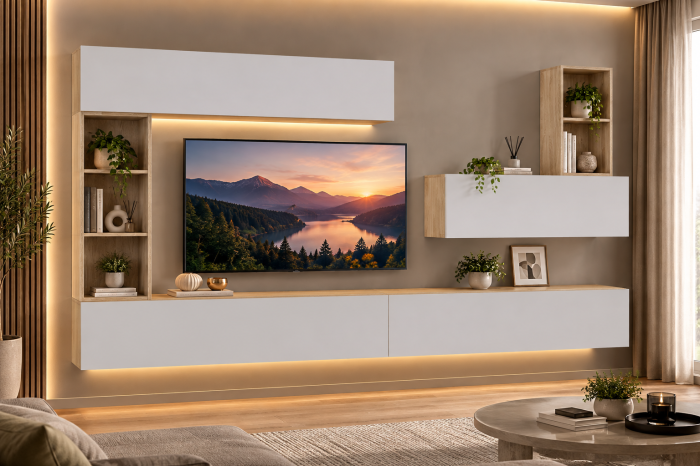 Living MP4 Stejar Sonoma + Gri ciment, Antracit, Alb mat K003+ALB [5]