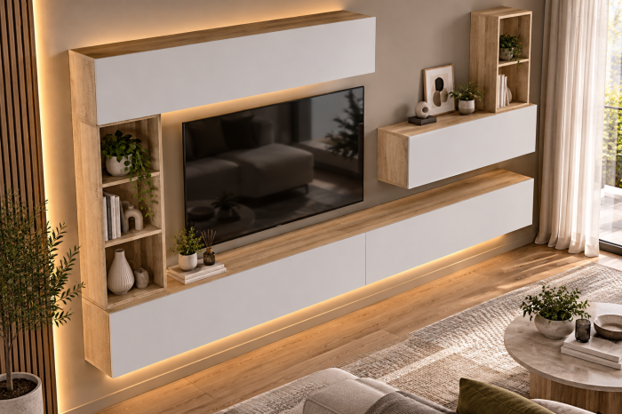 Living MP4 Stejar Sonoma + Gri ciment, Antracit, Alb mat K003+ALB [3]