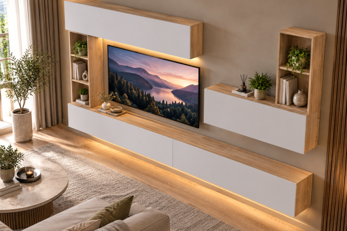 Living MP4 Stejar Sonoma + Gri ciment, Antracit, Alb mat K003+ALB [4]