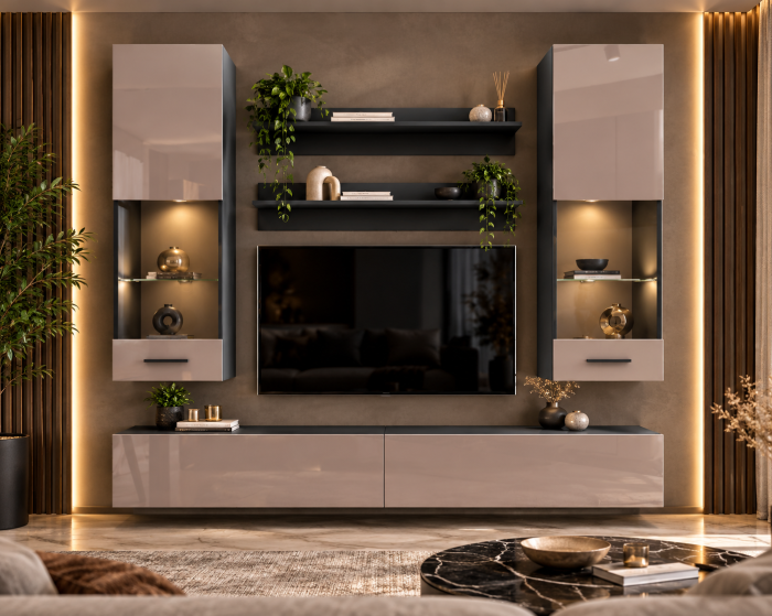 Living MP5 Antracit + Acril alb, Negru, Cappuccino Antracit+Cappuccino [3]
