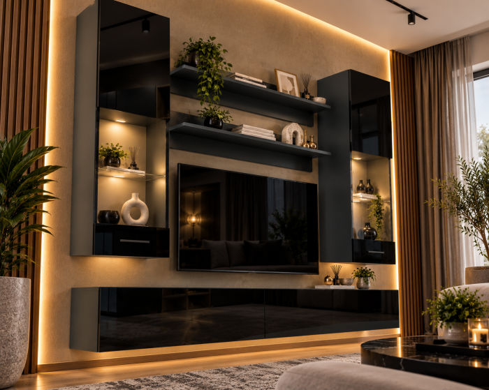Living MP5 Antracit + Acril alb, Negru, Cappuccino Antracit+Negru [2]