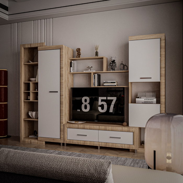 Living Sicilia 267X43X197cm sonoma+alb lucios [1]