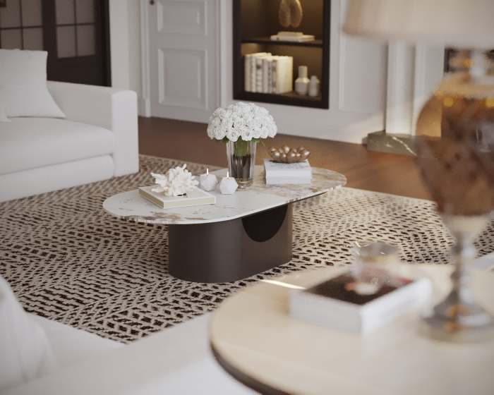 MASUTA CAFEA BERLIN MARMURA BLAT ALB 140x60x40cm [3]